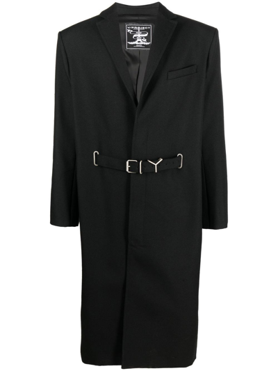 Shop Y/project Single-breasted Coat With Belt In Black