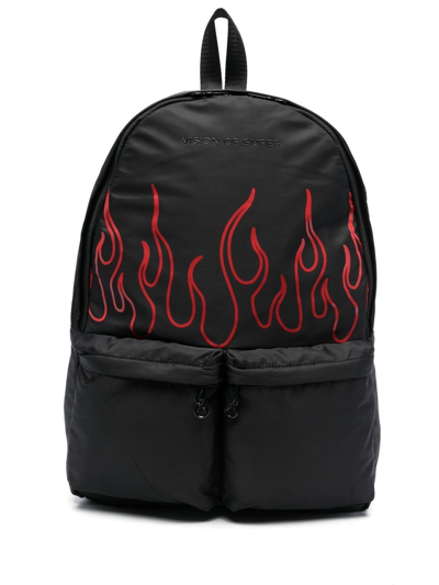 Shop Vision Of Super Flame-print Backpack In Black