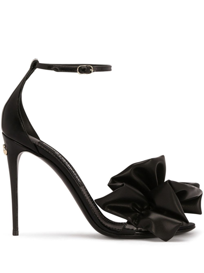 Shop Dolce & Gabbana Ruched-detail Sandals In Black