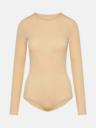Shop Maison Margiela Nude Viscose Blend Bodysuit