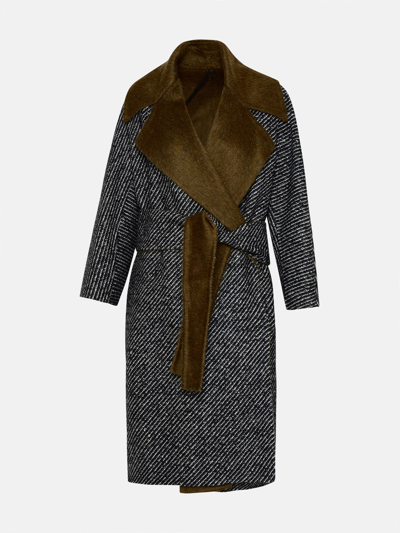 Shop Max Mara Albino Wool Blend Coat In Black