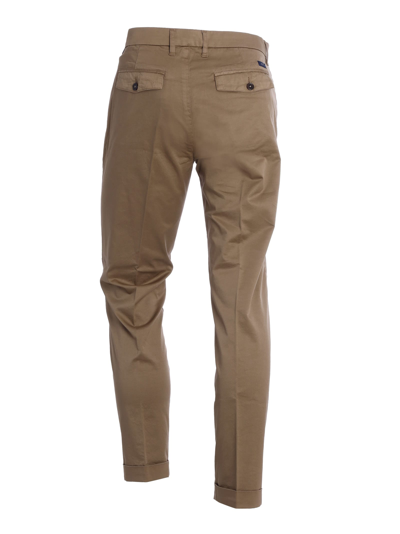Shop Fay Chino Trousers With Turn-up In Brown