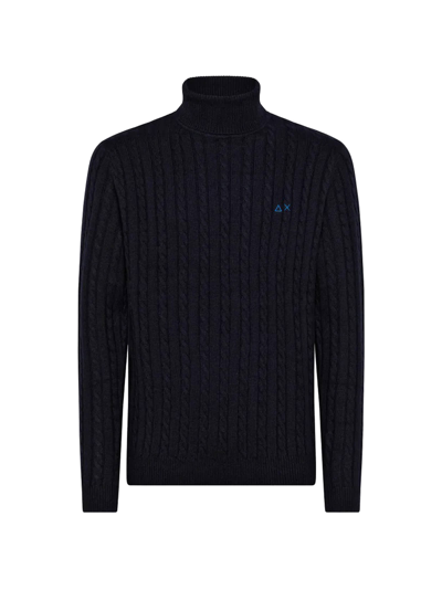 Shop Sun 68 Hight Neck Sweater In Blue