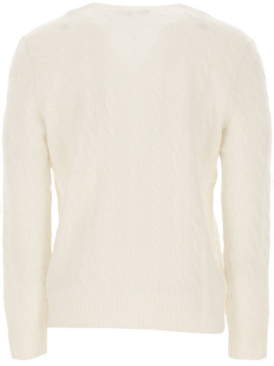 Shop Ralph Lauren Cream White Wool-cashmere Blend Jumper In Neutro