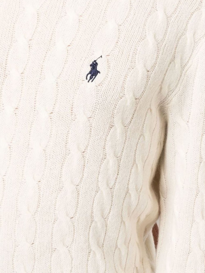 Shop Ralph Lauren Cream White Wool-cashmere Blend Jumper In Neutro