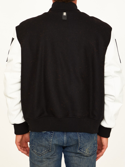 Shop Alyx Varsity Jacket With Logo In Black/white