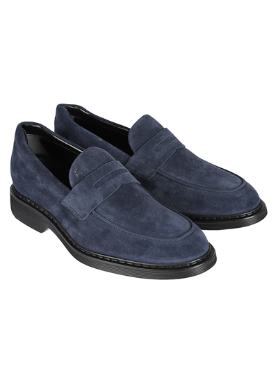Shop Hogan H576 Loafers In Blu Tuareg
