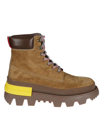 Shop Moncler Mon Corp Ankle Boots In Marrone