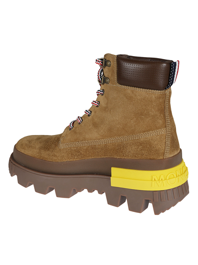Shop Moncler Mon Corp Ankle Boots In Marrone