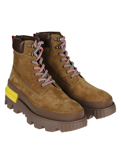Shop Moncler Mon Corp Ankle Boots In Marrone