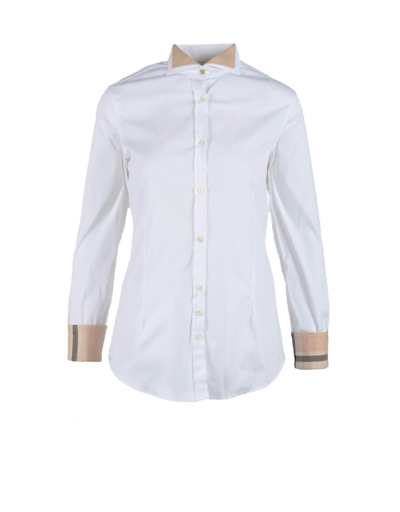 Shop Aglini Womens White/ Beige Shirt