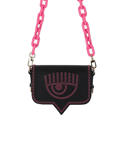 Shop Chiara Ferragni Eyelike Small Black Pink Crossbody Bag In Nero