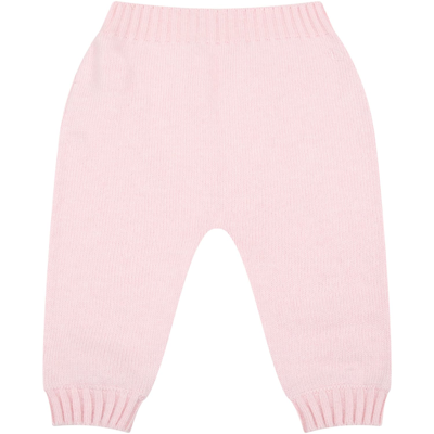 Shop Palm Angels Pink Trousers For Baby Girl With White Logo