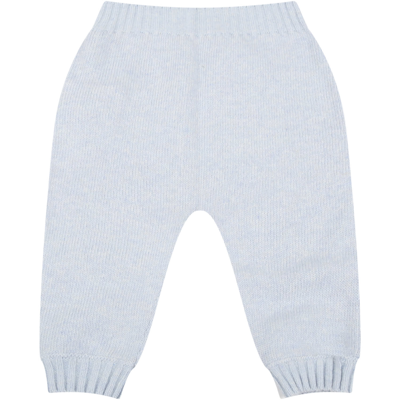 Shop Palm Angels Light-blue Trousers For Baby Boy With White Logo