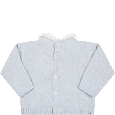 Shop Palm Angels Light-blue Sweater For Baby Boy With Bear And Logo