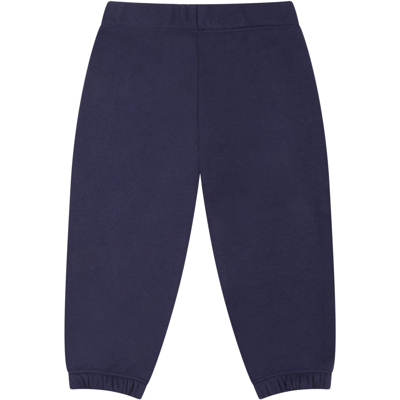 Shop Palm Angels Blue Sweatpants For Babies With White Logo