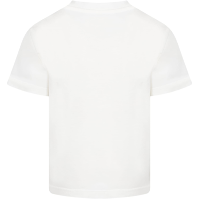 Shop Dolce & Gabbana White T-shirt For Kids With Black Print And Logo