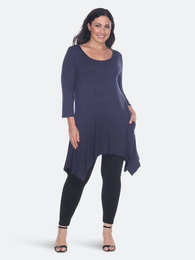 Shop White Mark Plus Size Makayla Tunic Top In Navy
