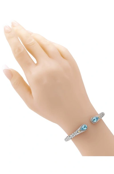 Devata Two-tone Topaz Cuff Bracelet In Silver/gold/blue