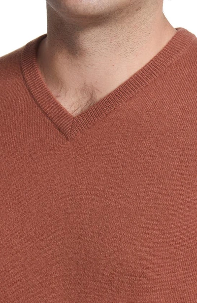 Nordstrom V-neck Cashmere Sweater In Rust Argan Oil