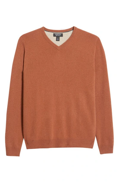 Nordstrom V-neck Cashmere Sweater In Rust Argan Oil