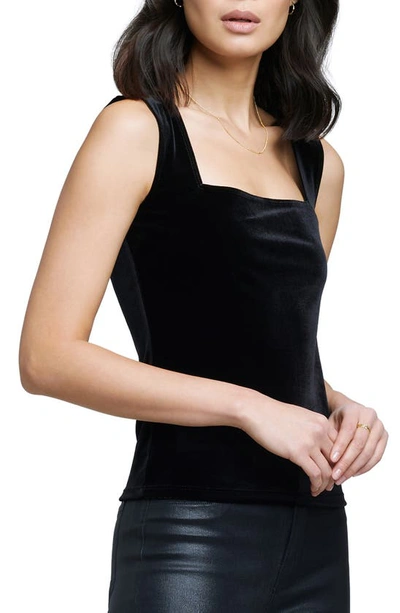 L Agence Kaeli Velvet Square-neck Tank Top In Black