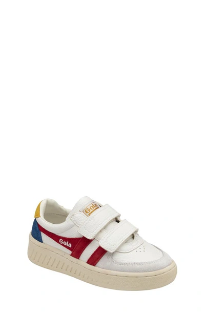 Shop Gola Kids' Grandslam Trident Strap Sneaker In White/ Deepred/ Marineblue