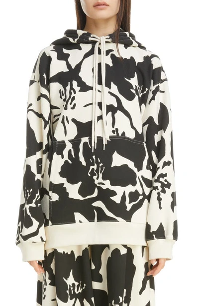 Oversized Printed Cotton-terry Hoodie In Ecru