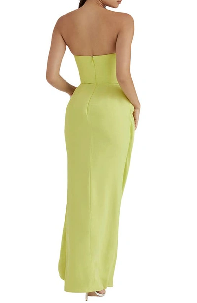 Shop House Of Cb Adrienne Satin Strapless Gown In Lime