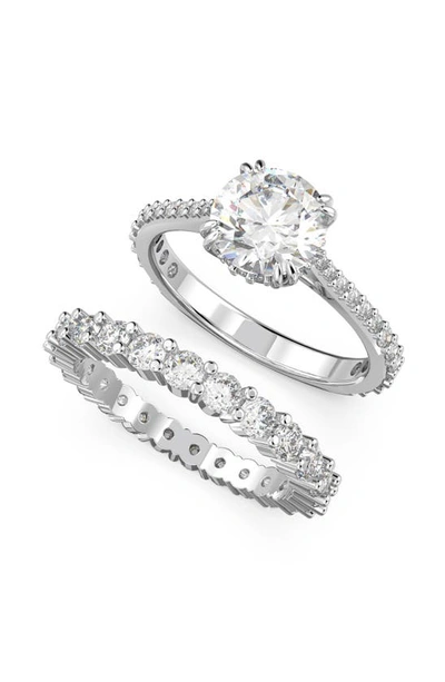 Swarovski Constella Set Rings Rhodium Shiny White In Silver