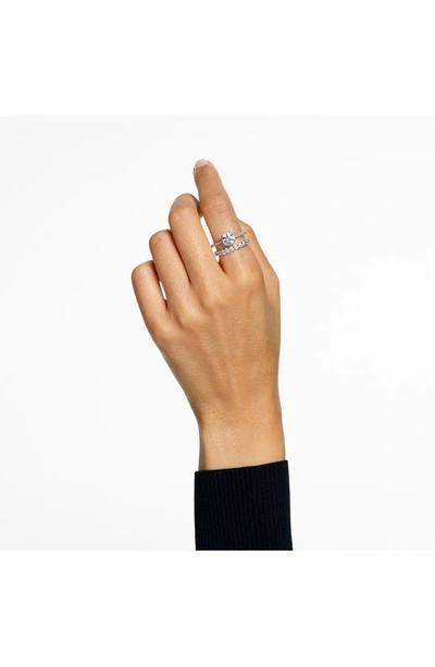 Swarovski Constella Set Rings Rhodium Shiny White In Silver