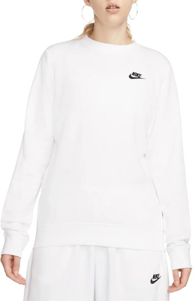 Shop Nike Sportswear Club Fleece Crewneck Sweatshirt In White/ Black