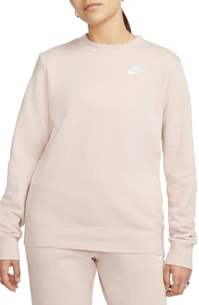 Shop Nike Sportswear Club Fleece Crewneck Sweatshirt In Pink Oxford/ White