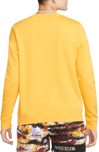 Shop Nike Sportswear Club Fleece Crewneck Sweatshirt In Yellow Ochre/ White