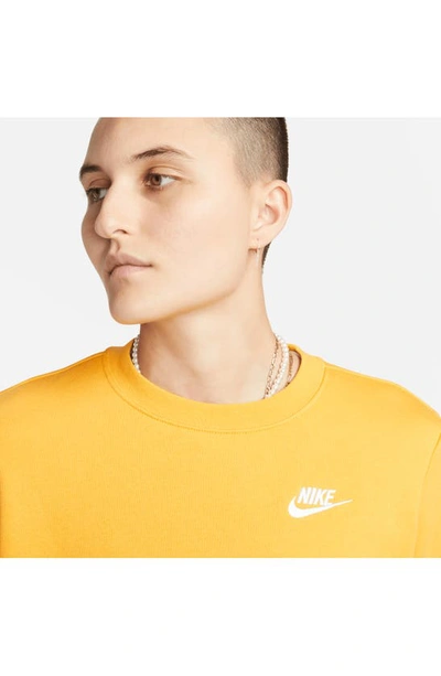 Shop Nike Sportswear Club Fleece Crewneck Sweatshirt In Yellow Ochre/ White