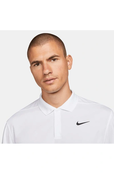 Shop Nike Dri-fit Victory Long Sleeve Golf Polo In White/ Black