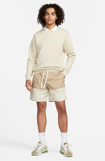 Shop Nike Essentials Colorblock Flow Shorts In Rattan/ Khaki/ White