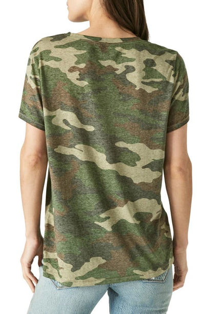 Shop Lucky Brand Classic V-neck T-shirt In Green Camo