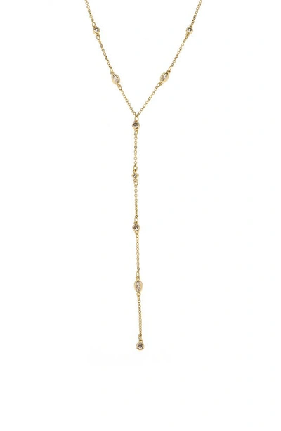 Shop Ettika Dainty Cubic Zirconia Y-necklace In Gold