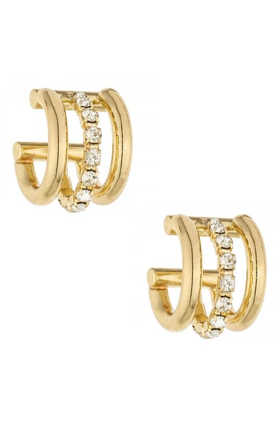 Shop Ettika Crystal Huggie Hoop Earrings In Gold