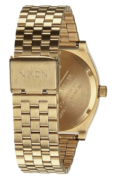Shop Nixon The Time Teller Bracelet Watch, 37mm In All Light Gold / Cobalt