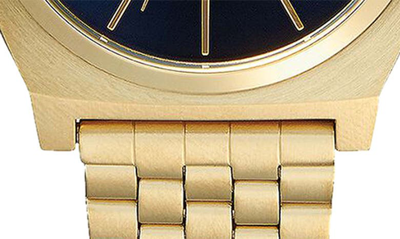 Shop Nixon The Time Teller Bracelet Watch, 37mm In All Light Gold / Cobalt