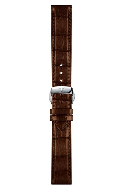 Tissot Men's Swiss Automatic Le Locle Powermatic 80 Open Heart Brown Leather Strap Watch 39mm In Brown