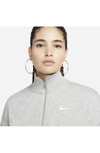 Shop Nike Sportswear Phoenix Fleece Crop Sweatshirt In Dark Grey Heather/ Sail