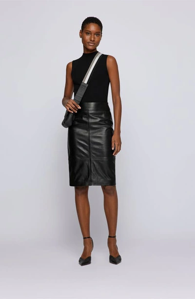 Hugo Boss Selrita Leather Pencil Skirt In Black | ModeSens