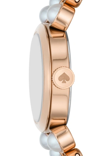 Shop Kate Spade Monroe Imitation Pearl Bracelet Watch, 24mm In Rose Gold/ Faux Pearls