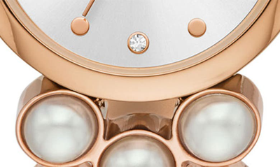 Shop Kate Spade Monroe Imitation Pearl Bracelet Watch, 24mm In Rose Gold/ Faux Pearls