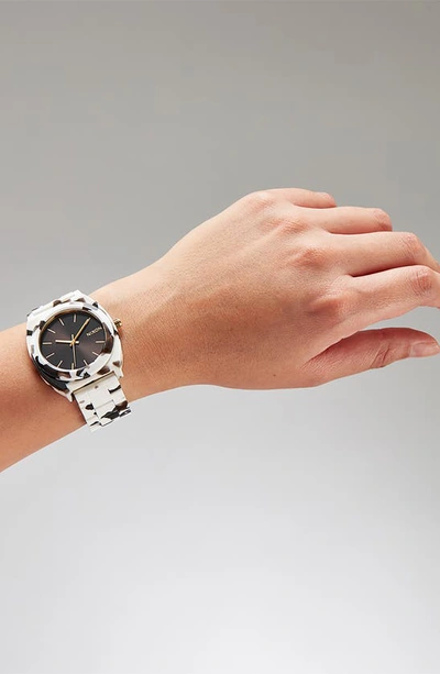 Shop Nixon The Time Teller Acetate Bracelet Watch, 40mm In Black Tortoise