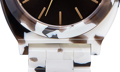 Shop Nixon The Time Teller Acetate Bracelet Watch, 40mm In Black Tortoise