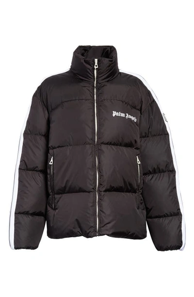 Shop Palm Angels Down Puffer Track Jacket In Black White